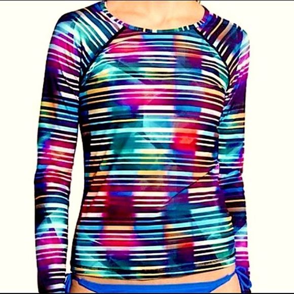 Athleta Swim Athleta Laser Beam Stripe Rash Guard Poshmark